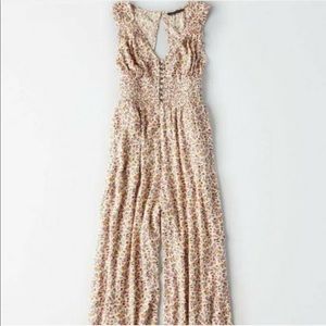 American Eagle Button Up Floral Jumpsuit